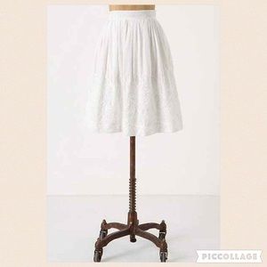 Anthropologie White Trillums Skirt by Floreat